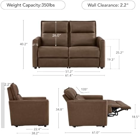 CHITA 3 Set Luxury Oversized Genuine Leather Power Recline SOFE - Image 5