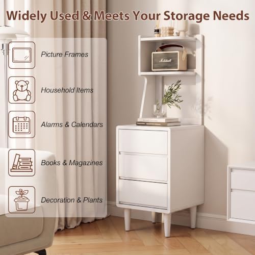 Solid Wood Bookshelf Nightstand Combo, Tall Nightstand - Image 5
