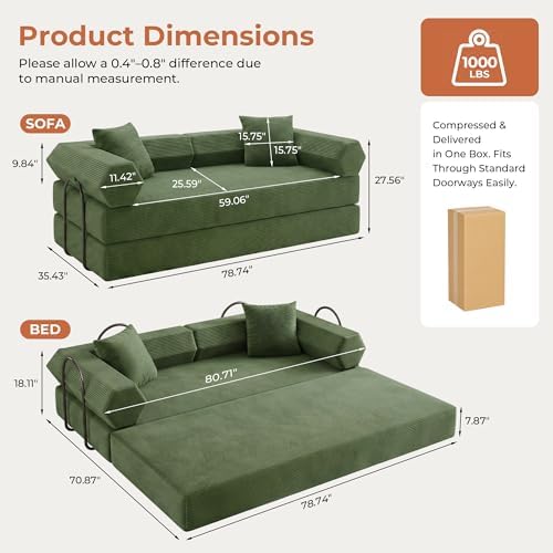 79" Convertible Sofa Bed, Boneless Couch - Image 2
