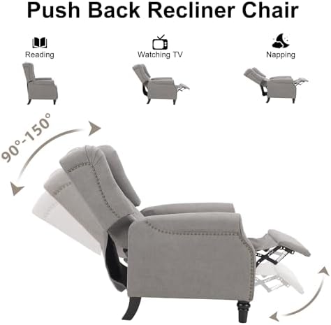 EBELLO Pushback Recliner Chair, Fabric Armchair Push Back Recliner - Image 5