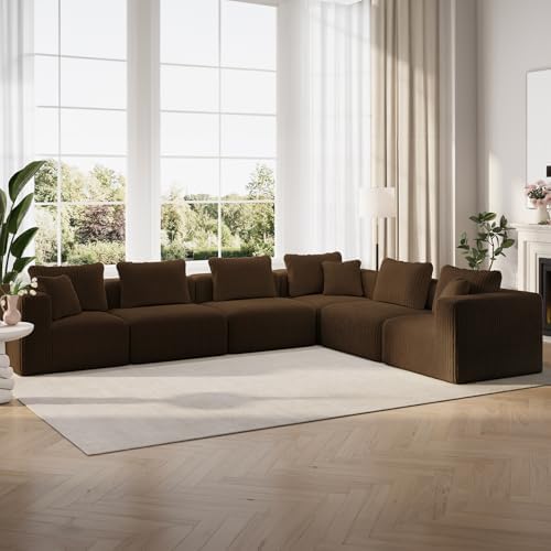 Novilla 141" Modular Sectional Sofa, L Shape Plush Sectional Couch, Modern by Novilla