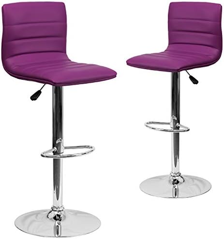 Flash Furniture Vincent 2 Pack Modern Purple Vinyl Adjustable Bar Stool by FlashFurniture