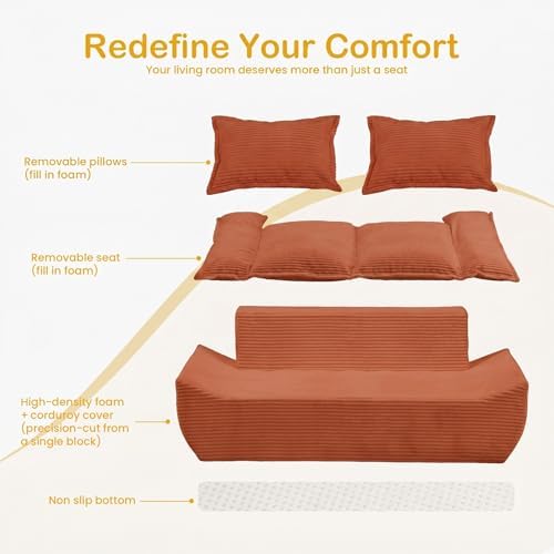 56" Boneless Loveseat, 2-Seater Boneless Sofa - Image 5