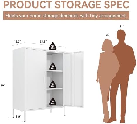 Metal Locker Cabinet, 3 Tier Modern Storage Freestanding Sideboard - Image 3