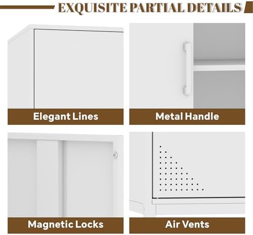 Metal Storage Cabinet, Metal White TV Stand - Image 4