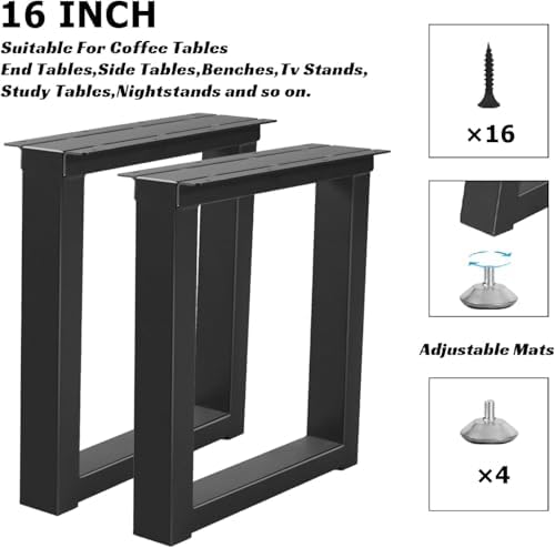 Metal Table Legs 16 Inch Bench Feets, Square End & Coffee Table Legs - Image 4
