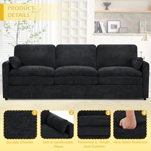 3 Pieces Chenille Sofa Set w/Two Arm Pillows - Image 6
