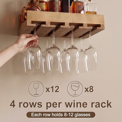 Novabright 2 Pack Wall Mounted Wine Rack, 15.7 x 8.66 Inch Rustic Farmhouse - Image 2