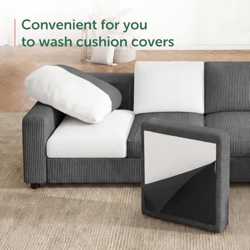 HONBAY 7 Seaters U Shape Corduroy Sectional Sofa - Image 6