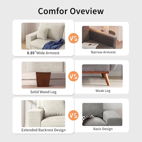 DOPEDIO 88.58" Chenille Loveseat Sofa, Modern Couch - Image 5