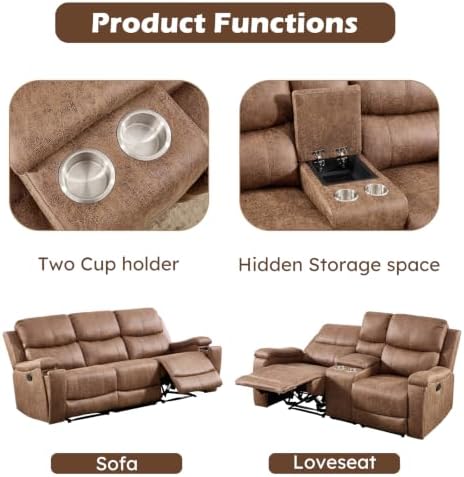 CANMOV Manual Reclining Loveseat - Image 6