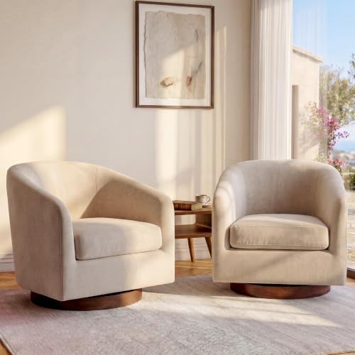ModernMate Swivel Accent Chair Set of 2, No Assembly Required 360° Upholstered by ModernMate