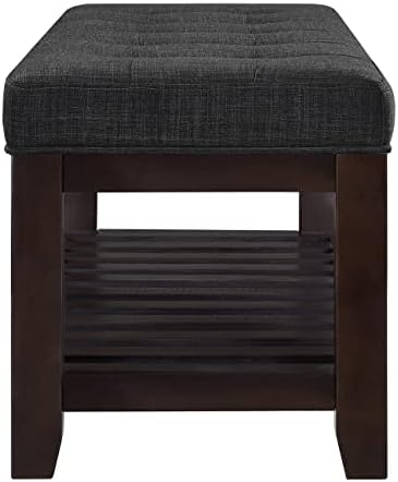 24KF Large Rectangular Upholstered Tufted Linen Ottoman Bench, Padded Bench - Image 5