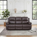 Leather Recliner 3 Seat Couch, Manual Reclining Sofa, Living Room 3-Seater Chair by BrisaNube