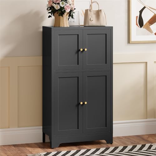 Black Bathroom Floor Cabinet, Metal Storage Cabinets - Image 6