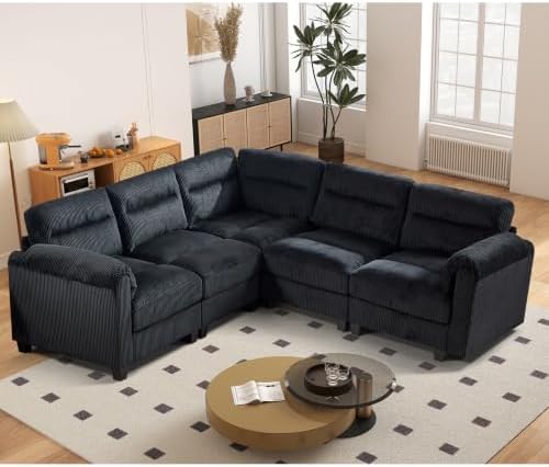 HAOMARKETS 90" Wide Modular Sectional Corner Sofa Couch, Oversized Corduroy L by HAOMARKETS