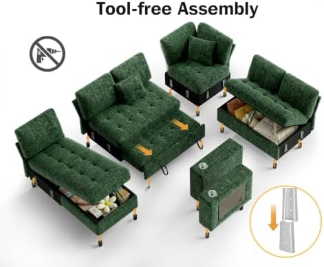 Vipbear 111" Modular Sectional Sleeper Sofa - Image 4