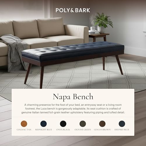 POLY & BARK 55" Tufted Leather Bed Bench - Image 4