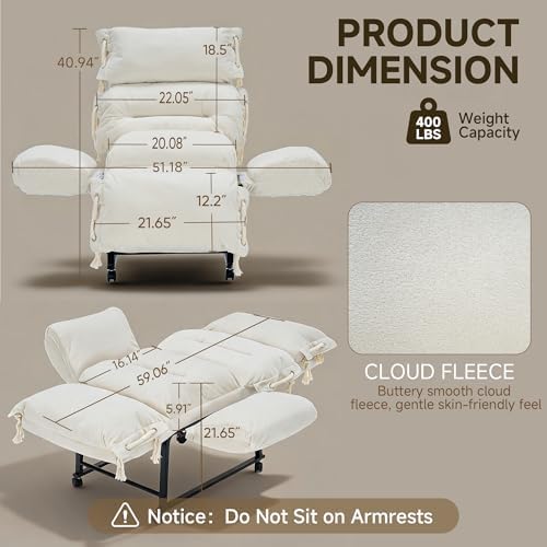 Adjustable Recliner Lounge Chair, 90°-180° Lay Flat Lazy Sofa - Image 2