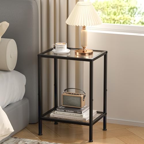 Glass Side Table, Tempered Glass End Table, 2-Tier Nightstands - Image 5