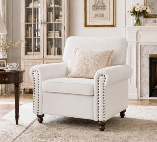 Rolled Arms Sofa Chair, Nailhead Accent Chair - Image 3