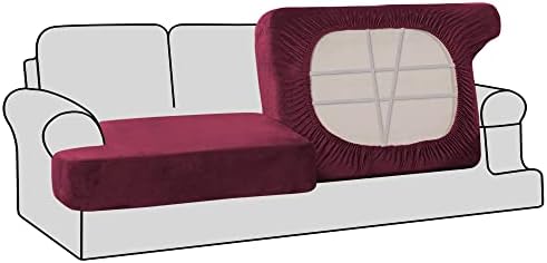 H.VERSAILTEX Stretch Velvet 2 Piece T Cushion Sofa Slipcovers Individually Sofa by HVERSAILTEX