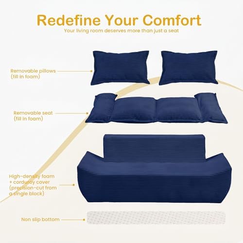 56" Boneless Loveseat, 2-Seater Boneless Sofa - Image 5