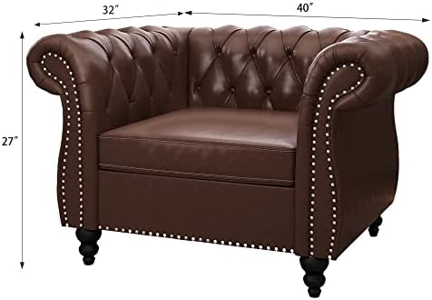 ORRD Chesterfield Chair, Modern Leather Tufted Accent Sofa Couch Chair - Image 2