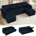 110" Corduroy Pull Out Sofa Bed w/Adjustable Backrests by LESOFAIR
