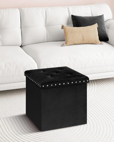 B FSOBEIIALEO Storage Ottoman Cube, 15.7" Velvet Folding Ottoman - Image 5