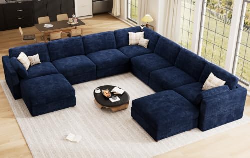 Oversized Modular Sectional Sofa U-Shaped Cloud Couches Blue - Image 4