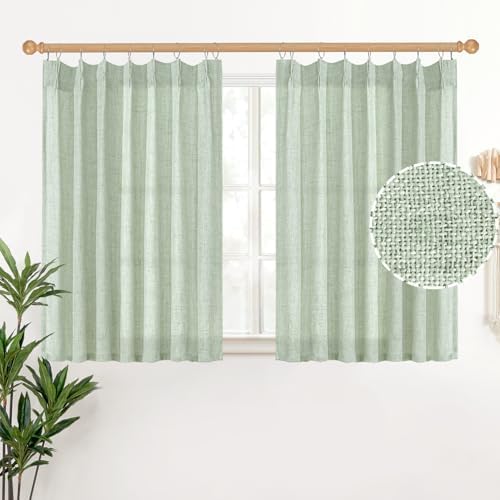YoungsTex Sage Geen Kitchen Linen Curtains 36 Inch Length, Light Filtering by YoungsTex