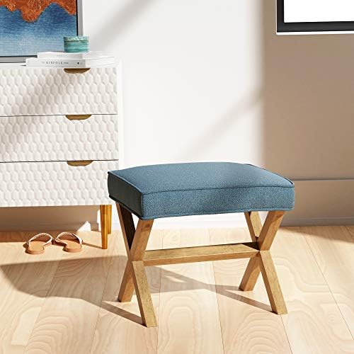 Amazon Basics Small Ottoman Foot Rest, Mid-Century Modern X Square Upholstered - Image 2