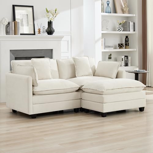 76'' Cloud Deep Seat Loveseat, Upholstered Chenille Modular 2-Seats Sectional by WUTUTUEE