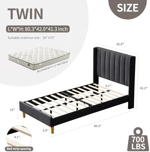 YUHUASHI Twin Bed Frame，Platform Bed - Image 2