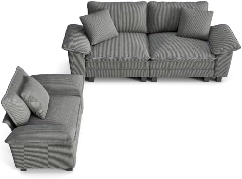 PHI VILLA 2-Piece Modular Loveseat Couch and Chair Set Setional Sofa by PHIVILLA