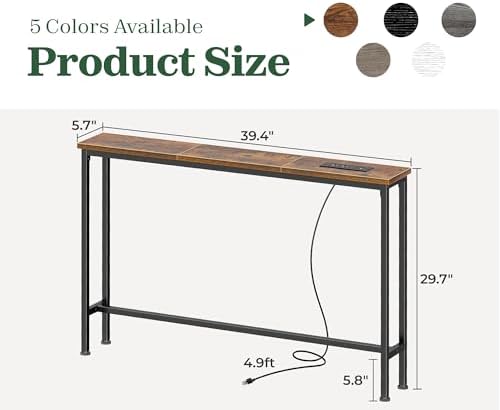 SUPERJARE 39.4 inch Narrow Behind Couch Table - Image 3