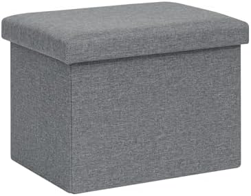 B FSOBEIIALEO Folding Storage Ottoman, 16.5" Linen Ottomans by BFSOBEIIALEO