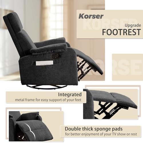 Korser Swivel Rocking Recliner - Image 5
