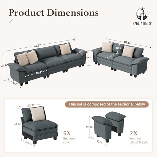 HERA'S HOUSE 2 Pieces Modular Loveseat Couch & 3-Seat Sectional Sofa Set - Image 2