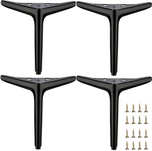 7 inch/18cm Matte Black Metal Furniture Legs Set of 4 by Smaxcn