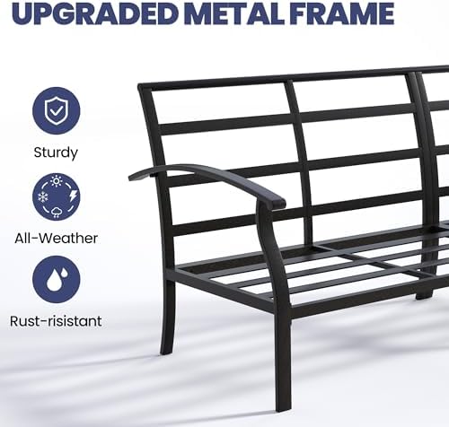 Kullavik 4 Piece Metal Outdoor Patio Furniture Set, Outdoor Sectional Sofa - Image 3