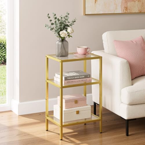 Glass Side Table, Tempered Glass End Table, 3-Tier Nightstands - Image 2