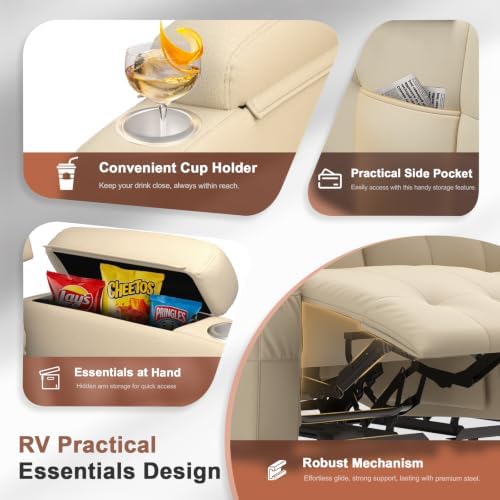 Reclining Loveseat Sofa, RV Loveseats Recliner Sofas Wall Hugger, Double - Image 6