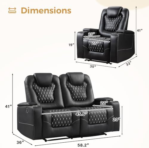 ANJ Power Recliner & Loveseat Set, USB & Cup Holders - Image 2