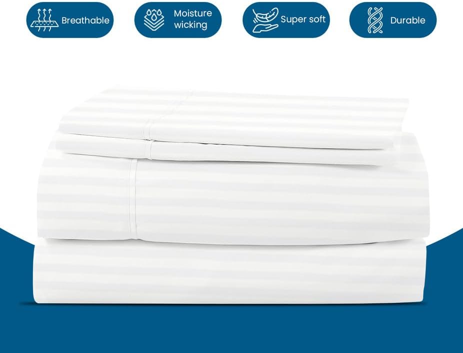 800 Series 100% Egyptian Cotton Sleeper Sofa Bed Sheet Set Stripe Queen XL Size - Image 5