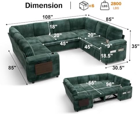 WEUP 111" Modular Sectional Sleeper Sofa - Image 3