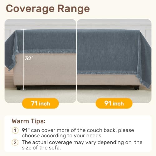 2 Pieces Sectional Couch Covers L Shaped Cover XL Dusty Blue - Image 5