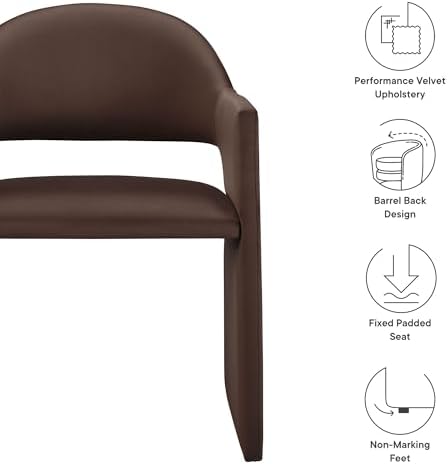 Modway Talia Performance Velvet Dining Armchair in Chocolate Brown - Image 4