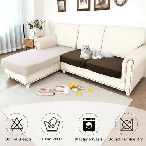 NAISI Waterproof Couch Cushion Covers Thick Velvet Fabric Washable Sofa - Image 6
